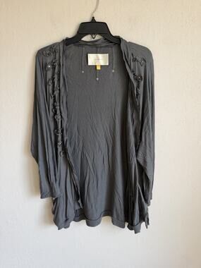 Anthropologie Leifsdottir Gray Open Waterfall Stud Linen Blend Cardigan Women L